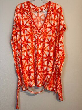 Michael Michael Kors Orange & White Tie-Dye Wrap Top – XS